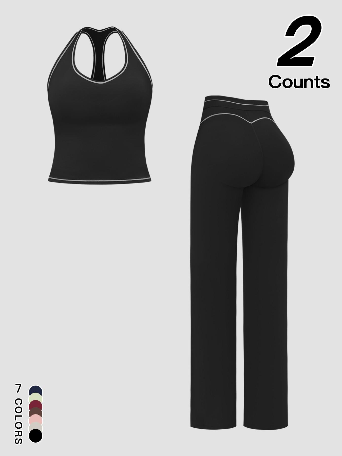 Sports Women's Quick-Dry Halter Tank Top Outdoor Yoga Tummy-Control Flared Pants Casual Active Wear for Spring and Fall Sports Women's Quick-Dry Halter Tank Top Outdoor Yoga Tummy-Control Flared Pants Casual Active Wear for Spring and Fall