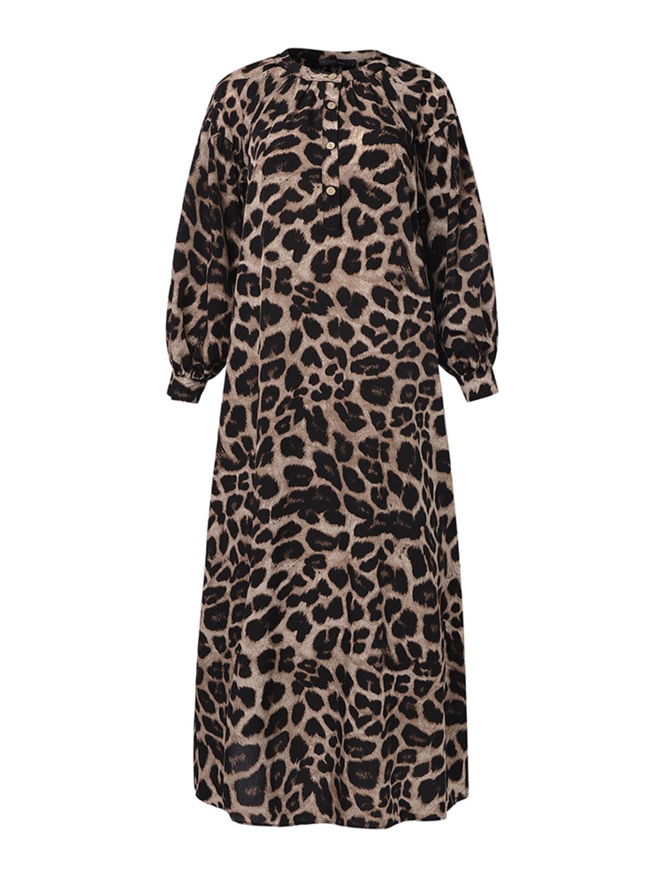Women's Casual Boho All-Over Leopard Print Dress, Street Long Dress for Vacation Wear, Ladies Clothes for Daily Wear Women's Casual Boho All-Over Leopard Print Dress, Street Long Dress for Vacation Wear, Ladies Clothes for Daily Wear