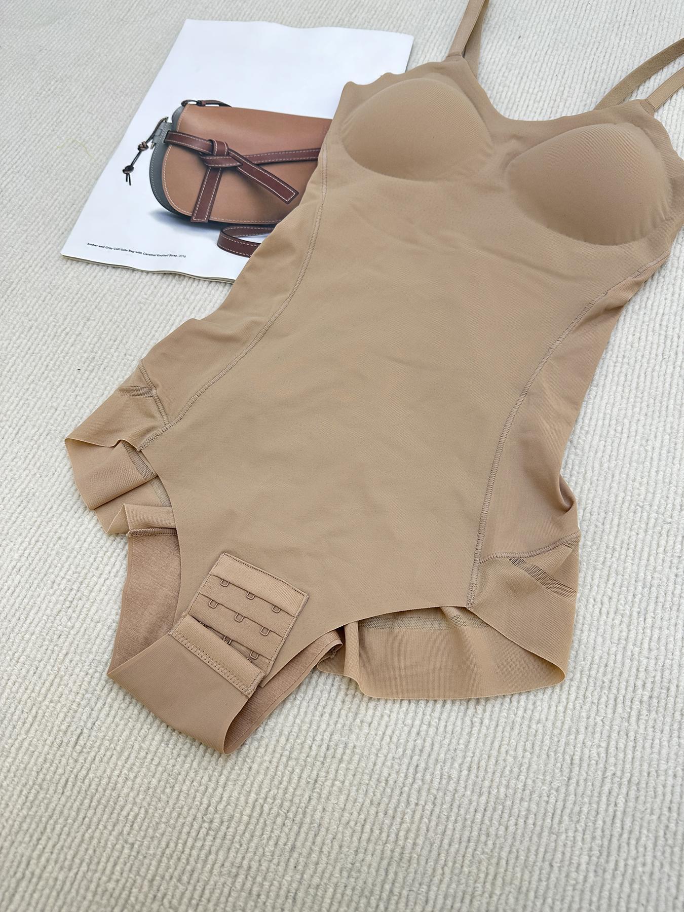 Women's Adjustable Spaghetti Strap Backless Padded Shapewear Bodysuit, Summer Clothes Women, Knitted Solid Ruched Seamless Wireless Basic Bodysuit for Summer, Women's Shapewear for Everyday Wear Women's Adjustable Spaghetti Strap Backless Padded Shapewear Bodysuit, Summer Clothes Women, Knitted Solid Ruched Seamless Wireless Basic Bodysuit for Summer, Women's Shapewear for Everyday Wear