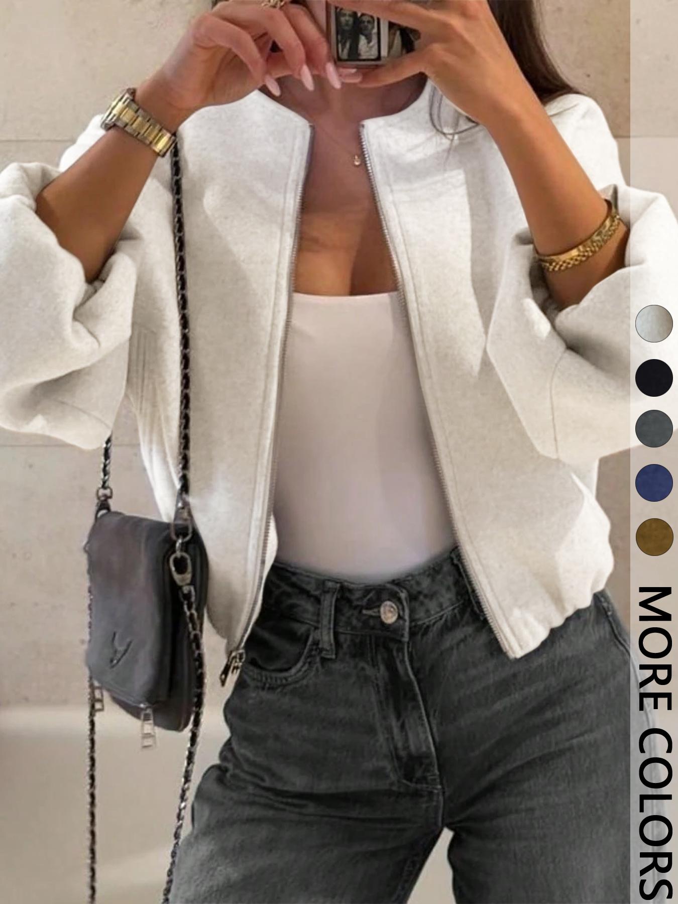 Women's Zipper Jacket Coat, Casual Style Women's Outerwear, Perfect for Fall & Winter Daily Wear, Fitted Design, Woven, Moderate Fabric Thickness Women's Zipper Jacket Coat, Casual Style Women's Outerwear, Perfect for Fall & Winter Daily Wear, Fitted Design, Woven, Moderate Fabric Thickness