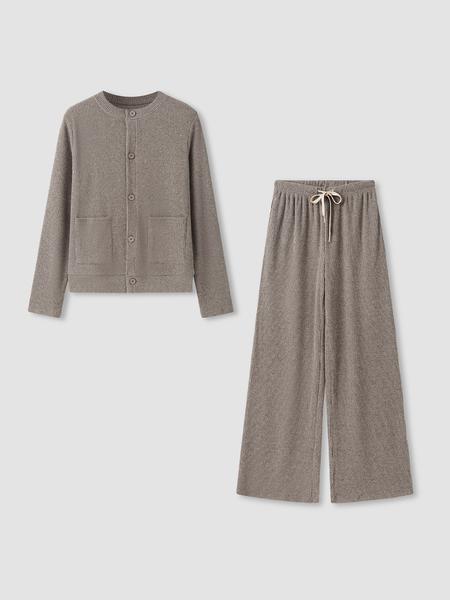 Women's Casual Comfortable Round Neck Long Sleeve Knit Sweater Set, High Waist Versatile Wide Leg Pants, Perfect for Daily Wear Women's Casual Comfortable Round Neck Long Sleeve Knit Sweater Set, High Waist Versatile Wide Leg Pants, Perfect for Daily Wear