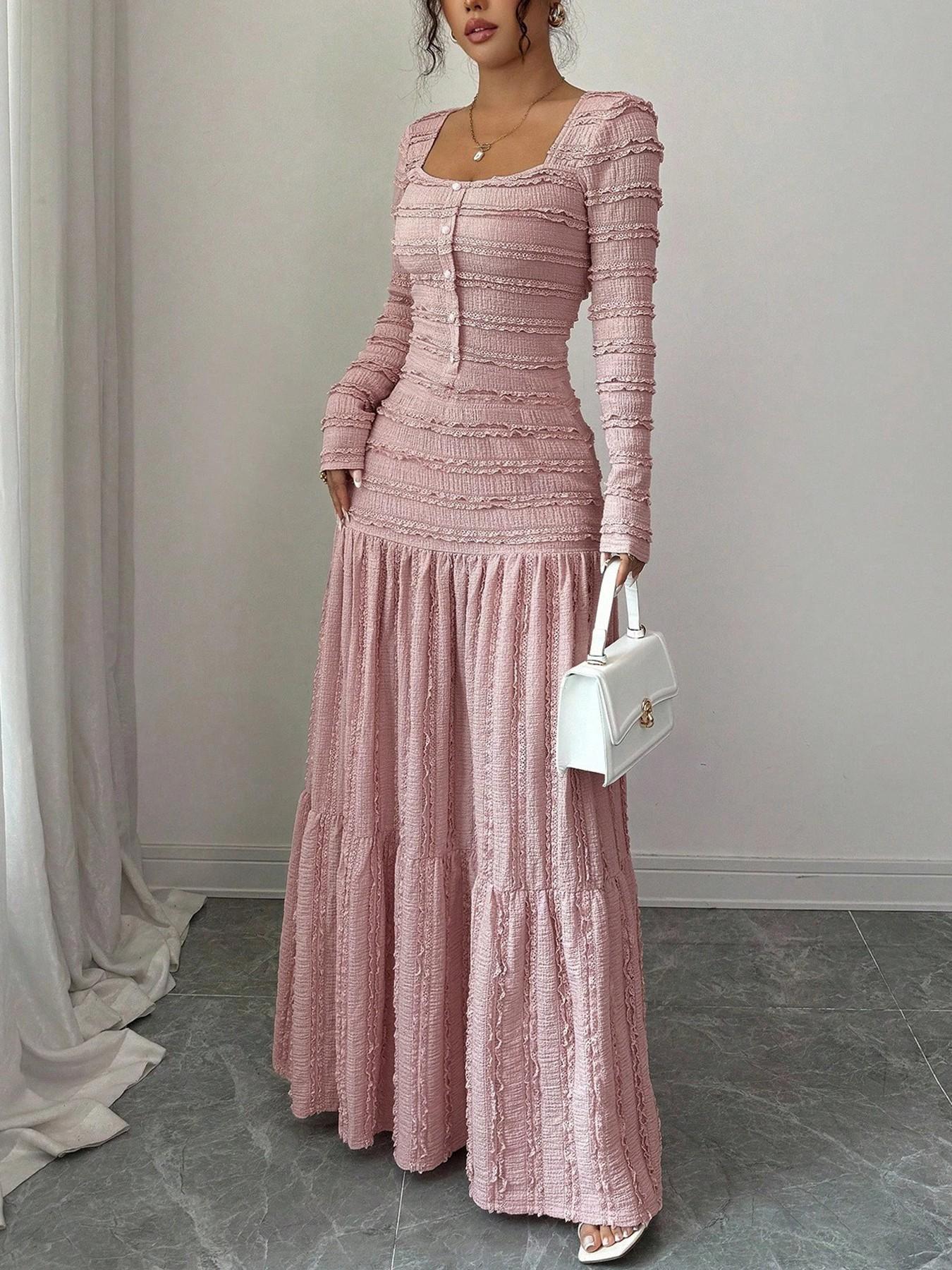 Women's Casual Elegant Party Sweet Cute Long Sleeve Square Neck Dress, Womenswear Stylish Ladies' Formal Evening Wear Elegant Gown, Perfect for Special Occasions Valentine's Day, Sweet And Cute Women's Casual Elegant Party Sweet Cute Long Sleeve Square Neck Dress, Womenswear Stylish Ladies' Formal Evening Wear Elegant Gown, Perfect for Special Occasions Valentine's Day, Sweet And Cute