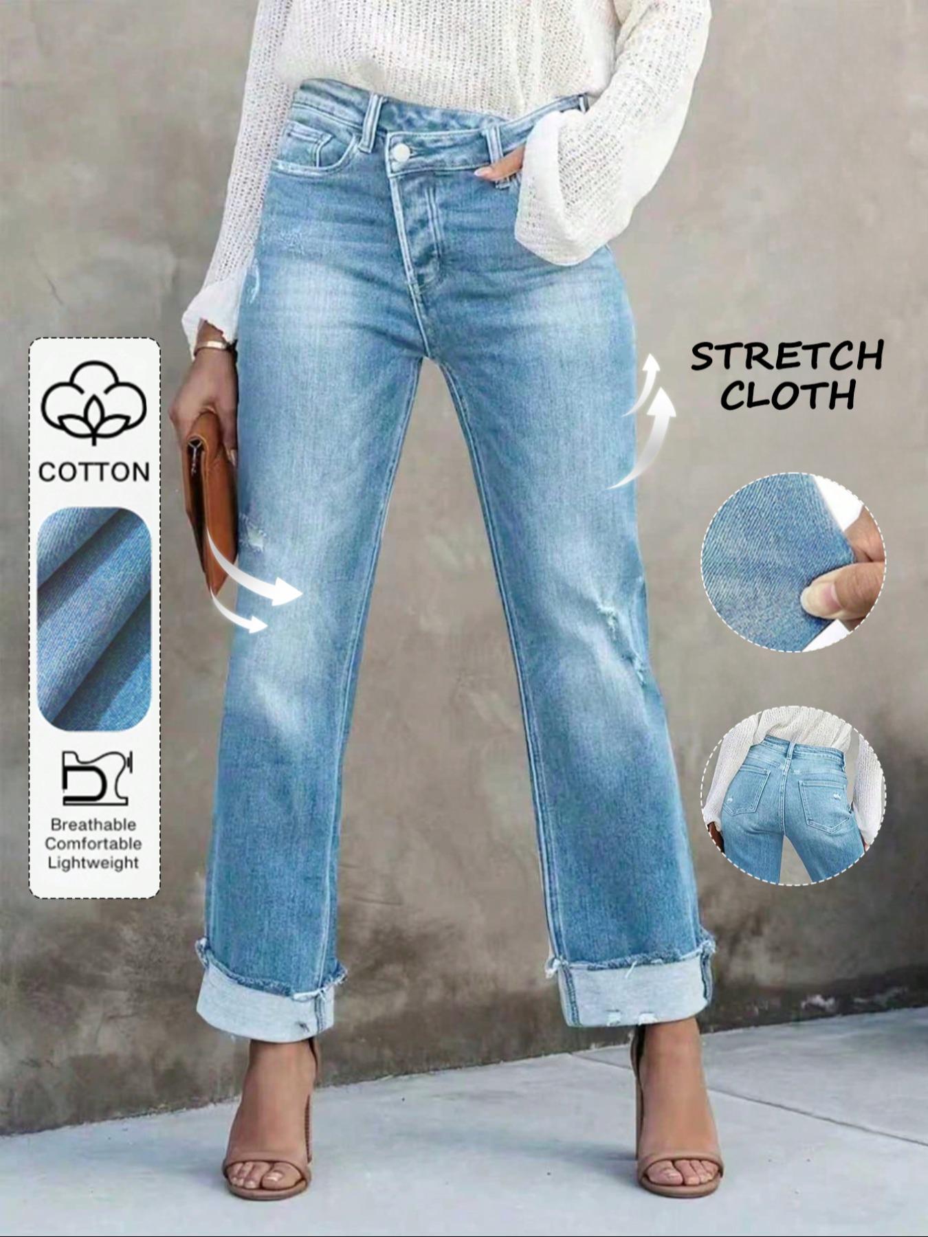 Women's Solid Color Jeans, Casual Comfy Denim Pants for Daily Wear, Ladies Bottoms for All Seasons Women's Solid Color Jeans, Casual Comfy Denim Pants for Daily Wear, Ladies Bottoms for All Seasons