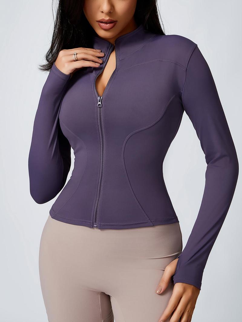 Women's Zip Up Sports Jacket, Tight Long Sleeve Sports Top, Ladies Sportswear Clothing for Spring Indoor Wear Women's Zip Up Sports Jacket, Tight Long Sleeve Sports Top, Ladies Sportswear Clothing for Spring Indoor Wear