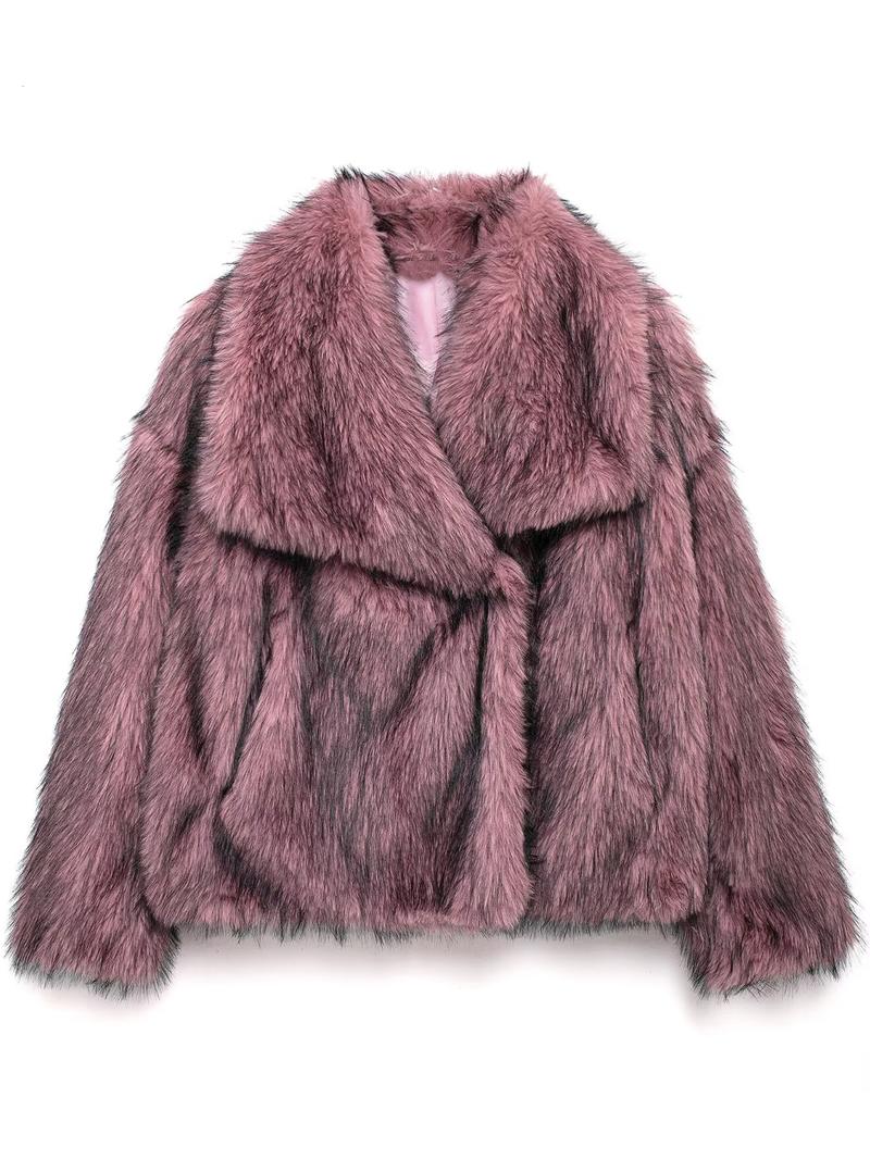 Women's Solid Color Faux Fur Fuzzy Jacket, Casual Long Sleeve Collared Fuzzy Coat for Fall & Winter, Women's Clothing for Daily Wear, Cute Tops Women's Solid Color Faux Fur Fuzzy Jacket, Casual Long Sleeve Collared Fuzzy Coat for Fall & Winter, Women's Clothing for Daily Wear, Cute Tops