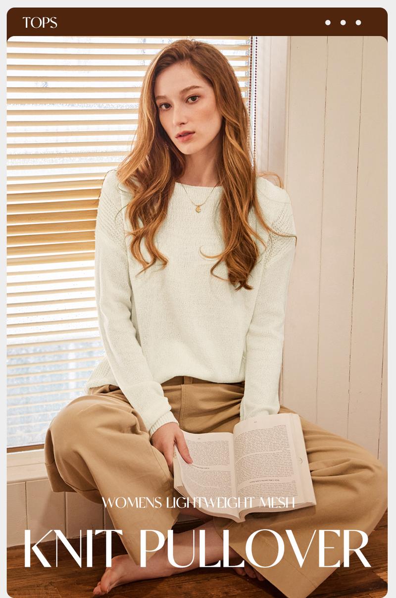 EVALESS Women‘s Crochet Shirts Tops Crewneck Long Sleeve Drop Shoulder Knitwear Lightweight Casual Pullover Blouses 2025 Fall Outfits Womenswear EVALESS Women‘s Crochet Shirts Tops Crewneck Long Sleeve Drop Shoulder Knitwear Lightweight Casual Pullover Blouses 2025 Fall Outfits Womenswear