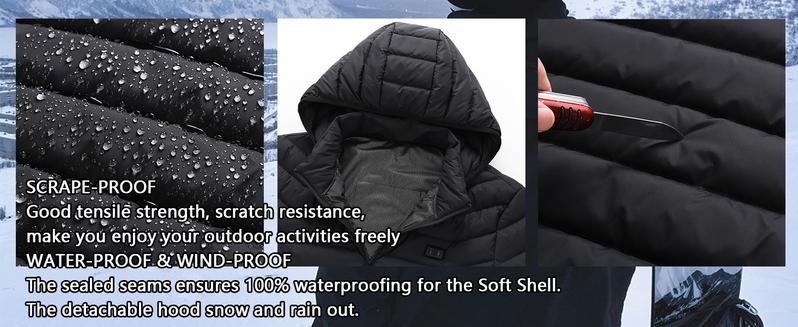 Norwell Heated Hoodie Jacket with 7.4V/3A 5000mAh Battery Pack, Dual Control 5Heat Zones LED Waterproof Comfort Basic Winter Clothes Men, Plus Size Women's Clothing - Black Norwell Heated Hoodie Jacket with 7.4V/3A 5000mAh Battery Pack, Dual Control 5Heat Zones LED Waterproof Comfort Basic Winter Clothes Men, Plus Size Women's Clothing - Black