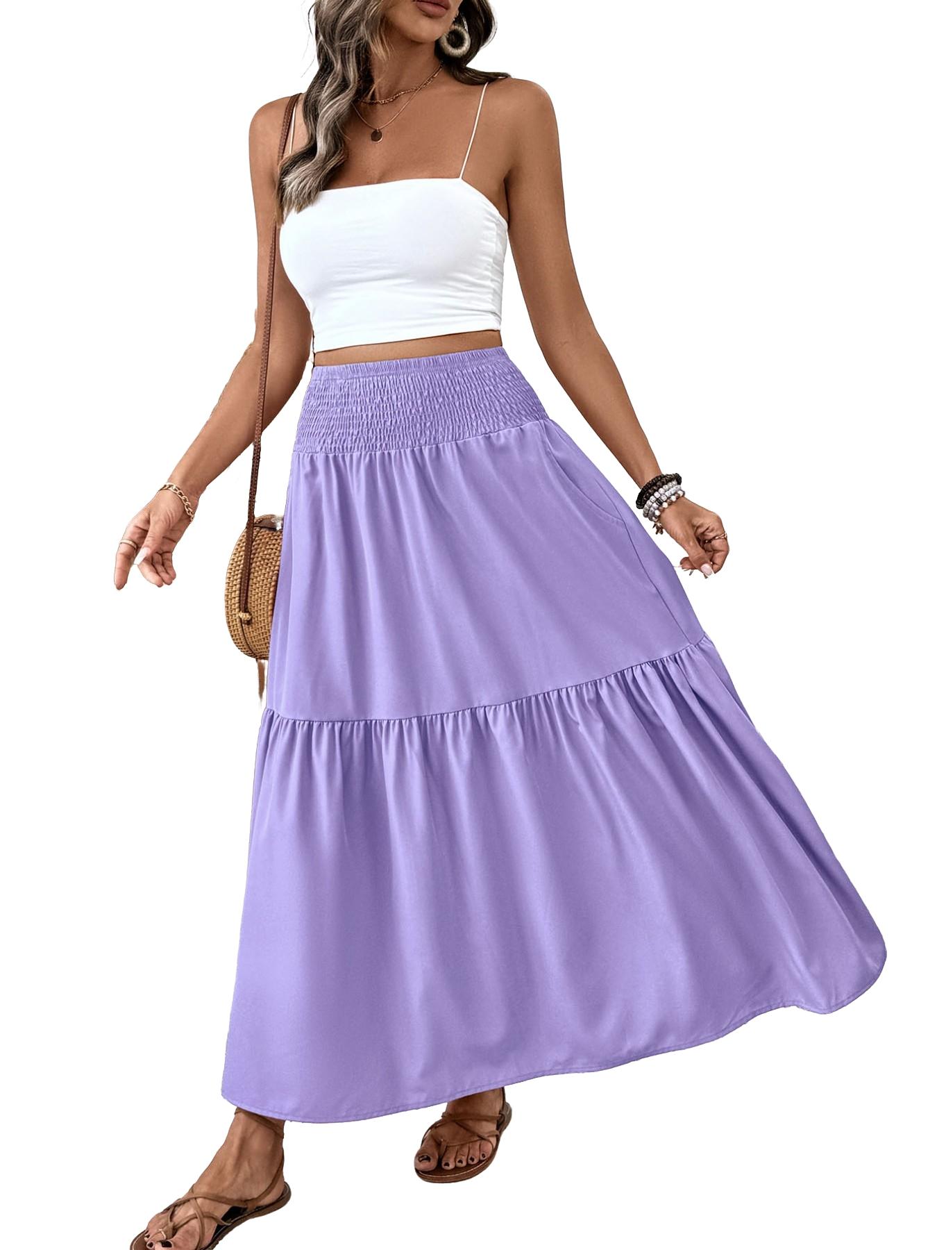 Women's Ditsy Floral Vintage Casual Vacation Layered A-Line Skirt, Elegant Long Skirt for Spring & Fall, All over Print Fitted Style Women's Ditsy Floral Vintage Casual Vacation Layered A-Line Skirt, Elegant Long Skirt for Spring & Fall, All over Print Fitted Style