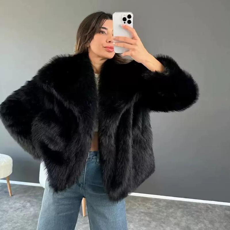 Faux Fur Coat For Women Oversized Notched Lapel Jacket Ins Fashion Winter Fake Mink Fur Coat Faux Fur Coat For Women Oversized Notched Lapel Jacket Ins Fashion Winter Fake Mink Fur Coat