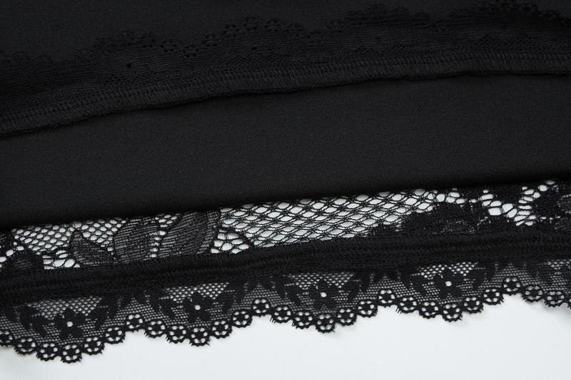 Women's Solid Color Lace Floral Spliced Ruffles Trim Sheer Long Sleeve Tee, Sexy Flower Pattern Designed Slim-fit T-shirt for Party Club Holiday, Ladies Summer Clothes, Top Women's Solid Color Lace Floral Spliced Ruffles Trim Sheer Long Sleeve Tee, Sexy Flower Pattern Designed Slim-fit T-shirt for Party Club Holiday, Ladies Summer Clothes, Top