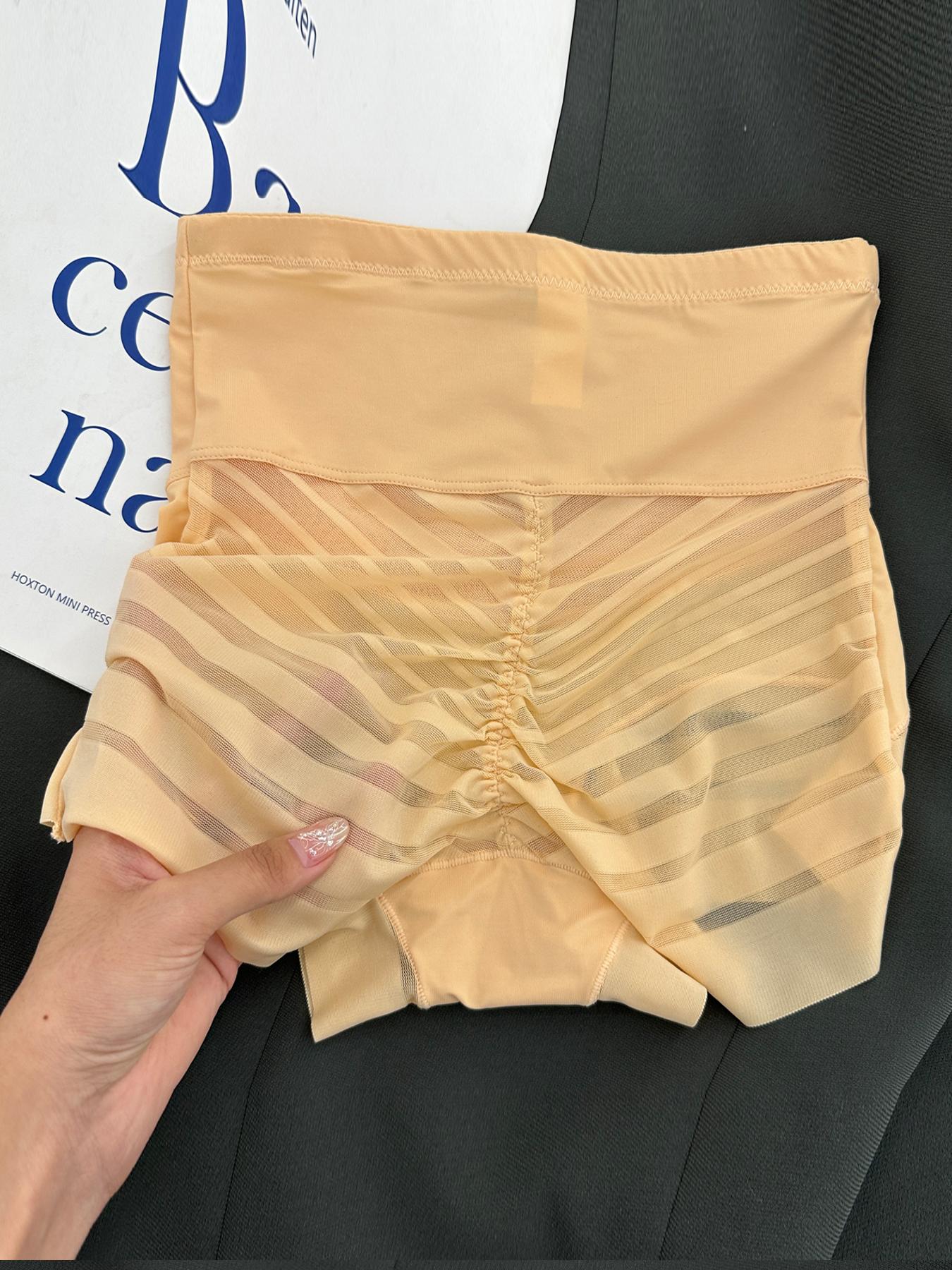 Women's High-Waisted Shapewear Panties, Layered Slimming Underwear, Striped Mesh Design, Breathable Sweat-Proof, Plus Size, All Seasons Women's High-Waisted Shapewear Panties, Layered Slimming Underwear, Striped Mesh Design, Breathable Sweat-Proof, Plus Size, All Seasons