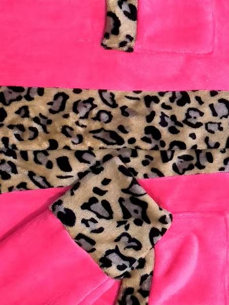 Women's Leopard Print Thermal Lined Bathrobe, Casual Soft Comfortable Long Sleeve Belted Robe, Women's Sleepwear for Fall & Winter