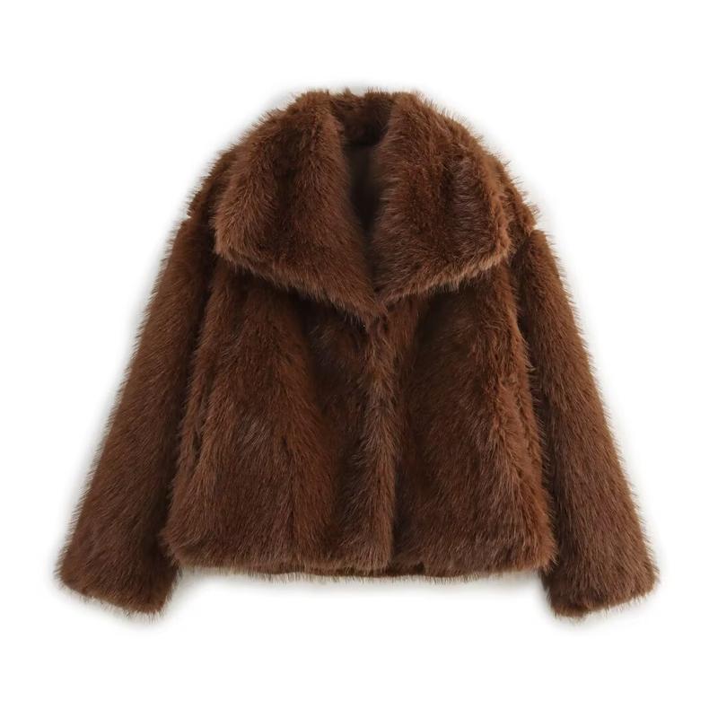 Faux Fur Coat For Women Oversized Notched Lapel Jacket Ins Fashion Winter Fake Mink Fur Coat Faux Fur Coat For Women Oversized Notched Lapel Jacket Ins Fashion Winter Fake Mink Fur Coat
