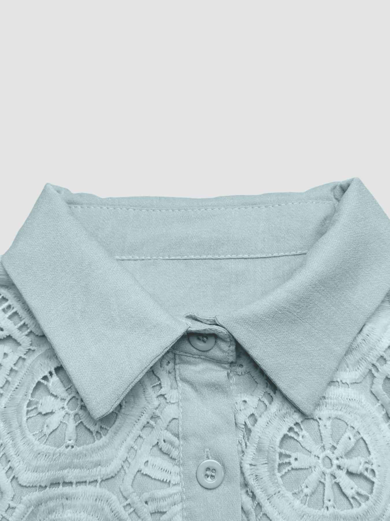 Women's Casual Two-Piece Set, Hollow-Out Top and Loose-Fit Pants, Plain Color Comfortable Breathable Woven Outfit for Daily Wear, Spring and Fall Fashion