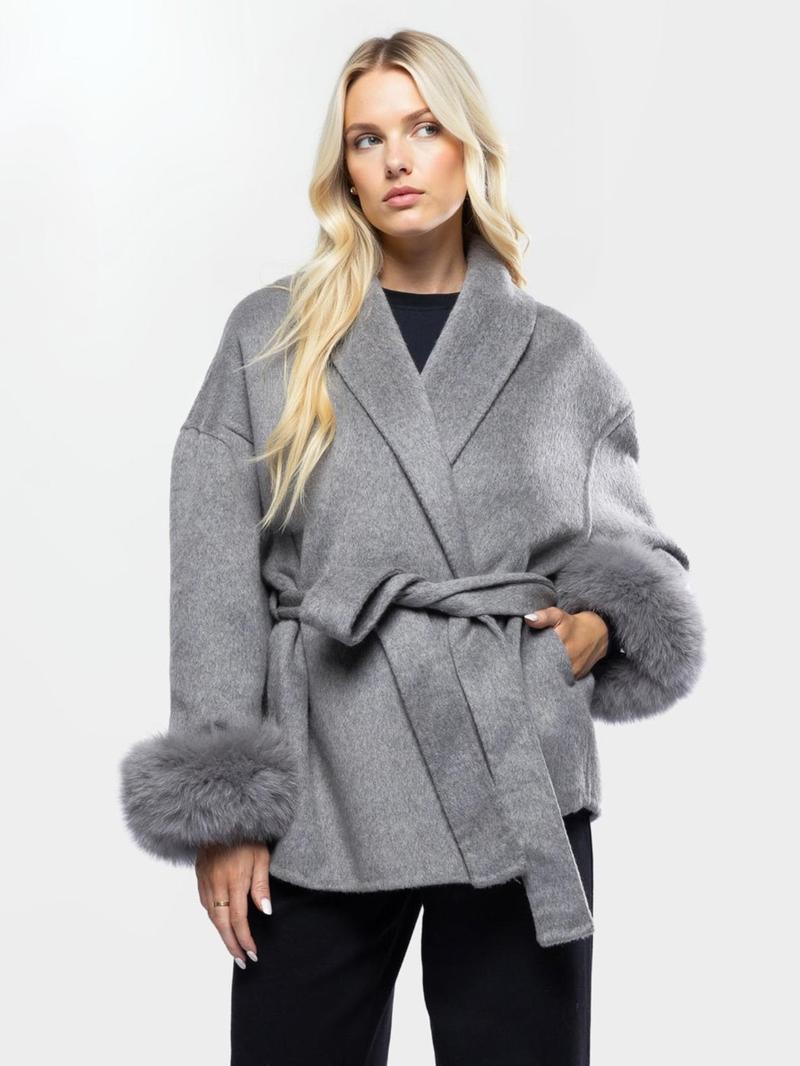 Women's Elegant Solid Color Waist Tie Plush Long Sleeve Thermal Wrap Coat Women's Elegant Solid Color Waist Tie Plush Long Sleeve Thermal Wrap Coat