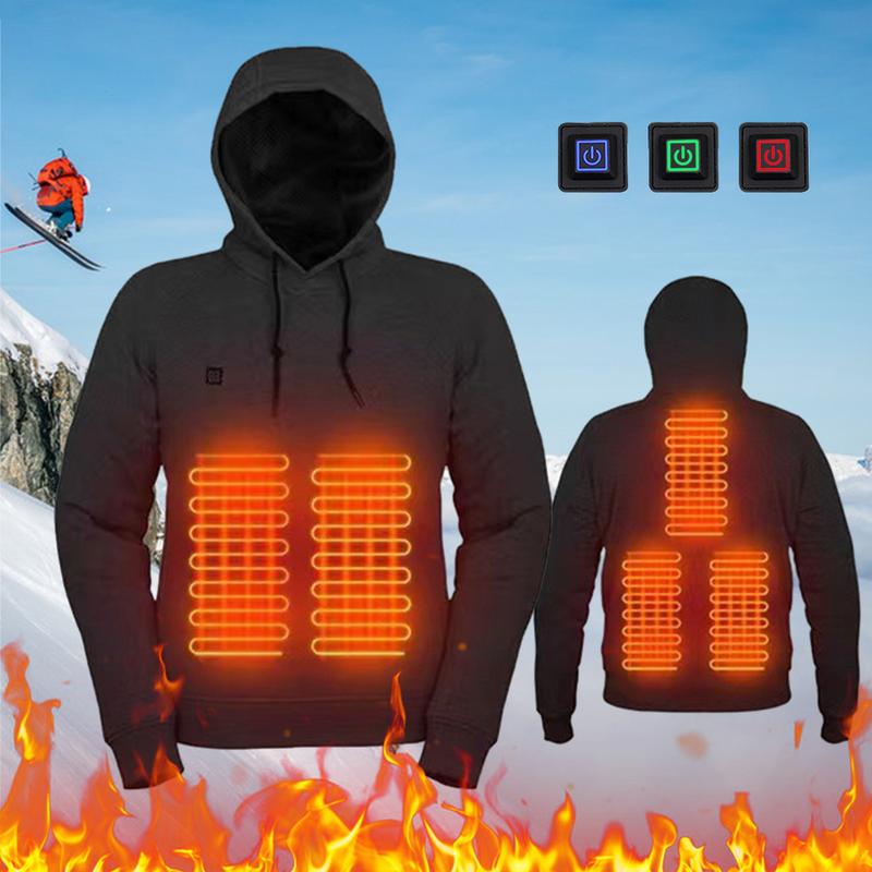 Men Women USB Rechargeable 3 Heat Levels 5 Heated Zone Heating Hoodies (Black M) Men Women USB Rechargeable 3 Heat Levels 5 Heated Zone Heating Hoodies (Black M)
