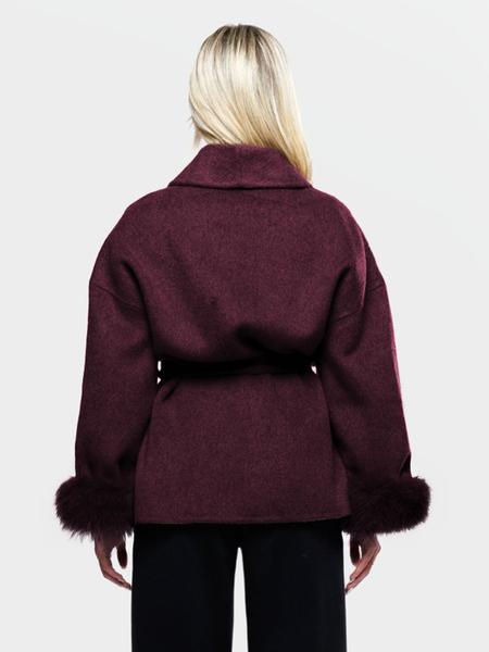 Women's Elegant Solid Color Waist Tie Plush Long Sleeve Thermal Wrap Coat Women's Elegant Solid Color Waist Tie Plush Long Sleeve Thermal Wrap Coat