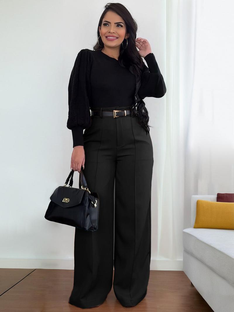 Women's Autumn New Commuter Casual Versatile Khaki Solid Color Draped Suit Pants Loose Straight Long Pants
