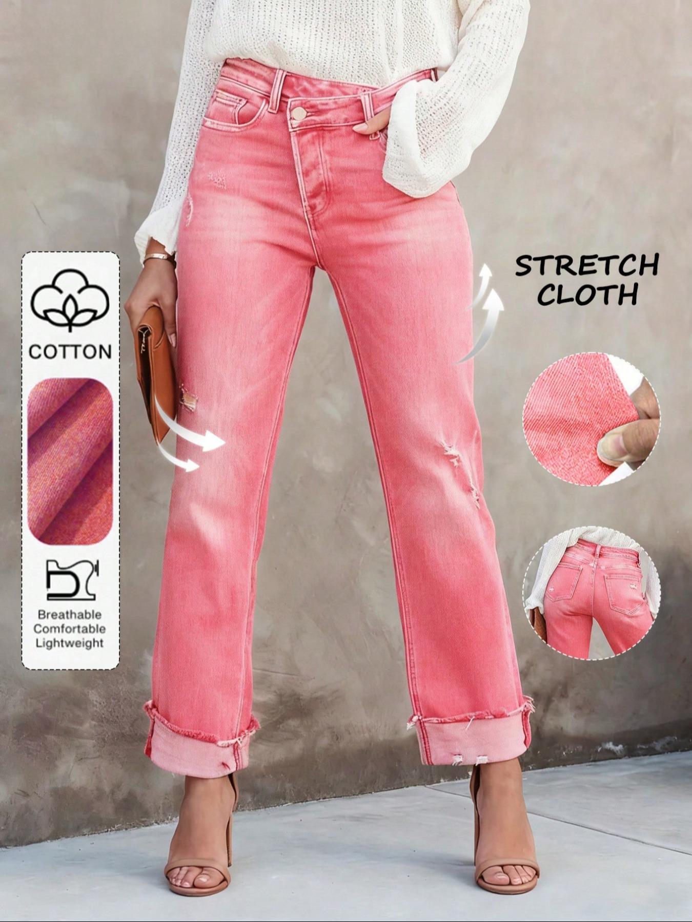 Women's Solid Color Jeans, Casual Comfy Denim Pants for Daily Wear, Ladies Bottoms for All Seasons Women's Solid Color Jeans, Casual Comfy Denim Pants for Daily Wear, Ladies Bottoms for All Seasons