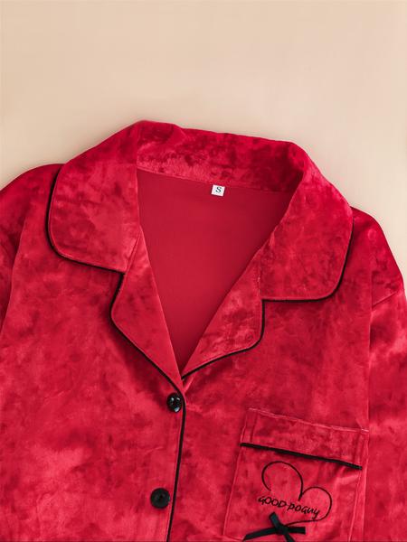 Women's Elegant Winter Pajama Set, Fitted Long Sleeve Button-Up Top & Warm Pants, Comfortable Home Wear for Cold Weather Women's Elegant Winter Pajama Set, Fitted Long Sleeve Button-Up Top & Warm Pants, Comfortable Home Wear for Cold Weather