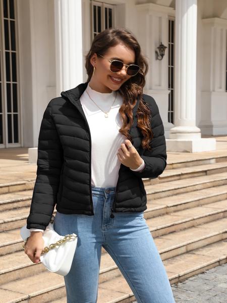 Women's Lightweight Puffer Jacket, Casual Fall & Winter Hooded Coat with Pockets, Warm Daily Commute Outerwear Women's Lightweight Puffer Jacket, Casual Fall & Winter Hooded Coat with Pockets, Warm Daily Commute Outerwear