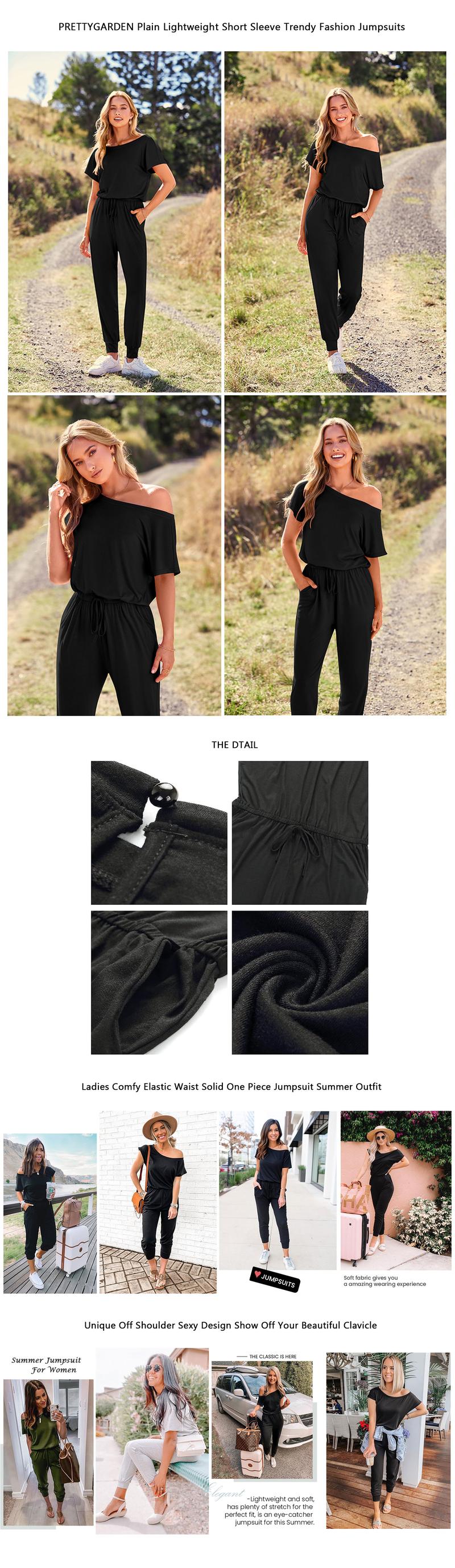 PRETTYGARDEN Women's Jumpsuit Plus Size S-XXXL Off-Shoulder Elastic Waist Stretchy Loose Minimalist Comfy Clothes Casual Outdoor Lightweight Romper - Fabric - Womenswear PRETTYGARDEN Women's Jumpsuit Plus Size S-XXXL Off-Shoulder Elastic Waist Stretchy Loose Minimalist Comfy Clothes Casual Outdoor Lightweight Romper - Fabric - Womenswear