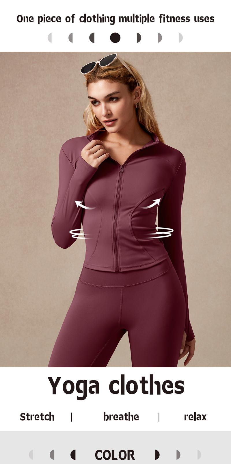 NcmRyu Women's Full Zip Long Sleeved Sports Jacket Slim Fit Quick Dry Stretch Fabric with Thumb Holes for Running Yoga Gym Workout Outfits Activewear