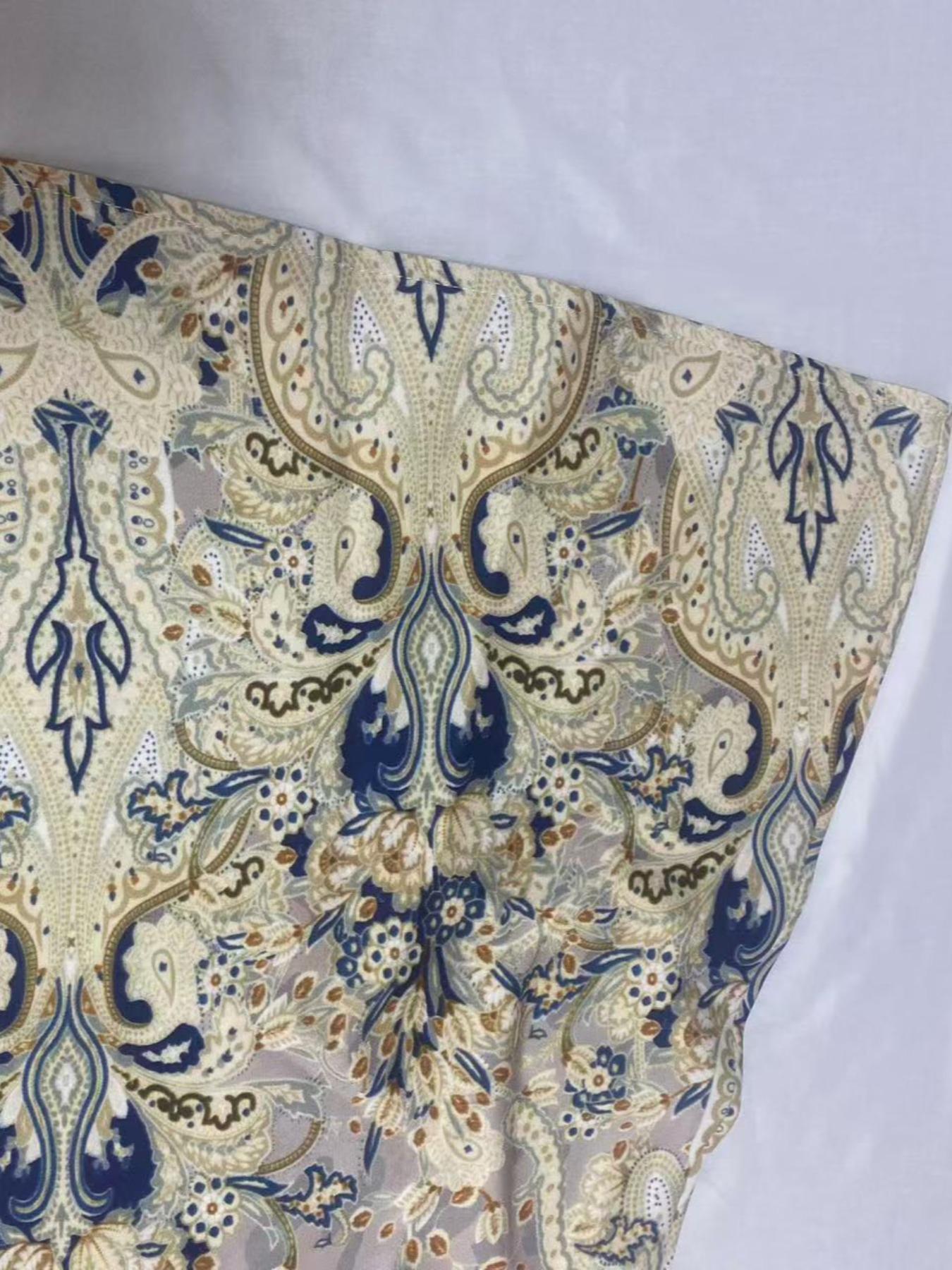 Women's Traditional Ethnic Pattern Faux Pearl Decor Long Dress, Boho Long Sleeve Round Neck Dress for Vacation Holiday Wedding Guest, Ladies Muslim Clothing for All Seasons Women's Traditional Ethnic Pattern Faux Pearl Decor Long Dress, Boho Long Sleeve Round Neck Dress for Vacation Holiday Wedding Guest, Ladies Muslim Clothing for All Seasons