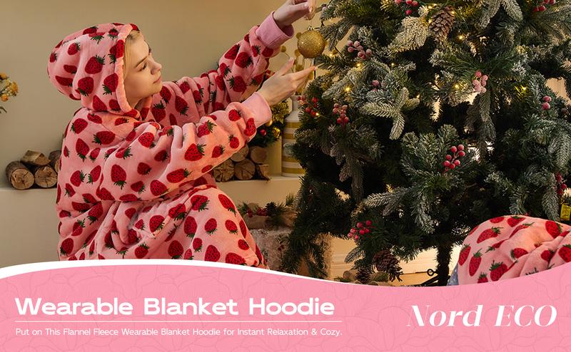 Wearable Blanket Hoodie Oversized Sherpa Fleece Hooded Sweatshirt Blanket with Sleeves,Cozy and Giant Blanket Hoodie Extra Long for Adults Women Winter Gift (Strawberry) Wearable Blanket Hoodie Oversized Sherpa Fleece Hooded Sweatshirt Blanket with Sleeves,Cozy and Giant Blanket Hoodie Extra Long for Adults Women Winter Gift (Strawberry)