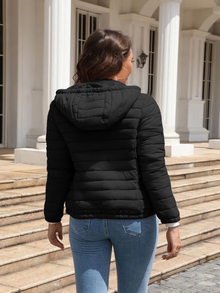 Women's Lightweight Puffer Jacket, Casual Fall & Winter Hooded Coat with Pockets, Warm Daily Commute Outerwear Women's Lightweight Puffer Jacket, Casual Fall & Winter Hooded Coat with Pockets, Warm Daily Commute Outerwear