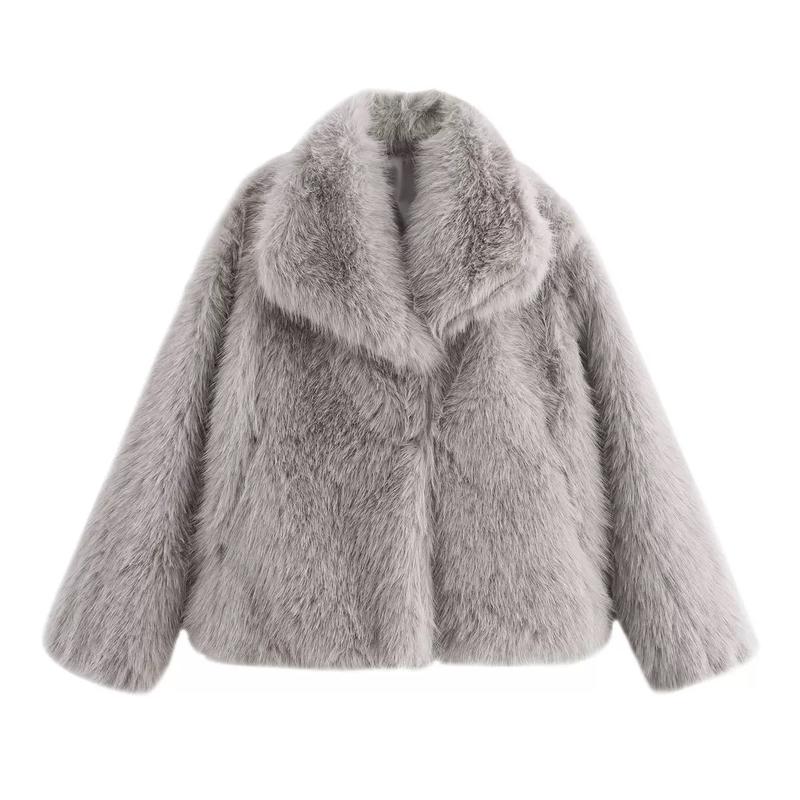 Faux Fur Coat For Women Oversized Notched Lapel Jacket Ins Fashion Winter Fake Mink Fur Coat Faux Fur Coat For Women Oversized Notched Lapel Jacket Ins Fashion Winter Fake Mink Fur Coat