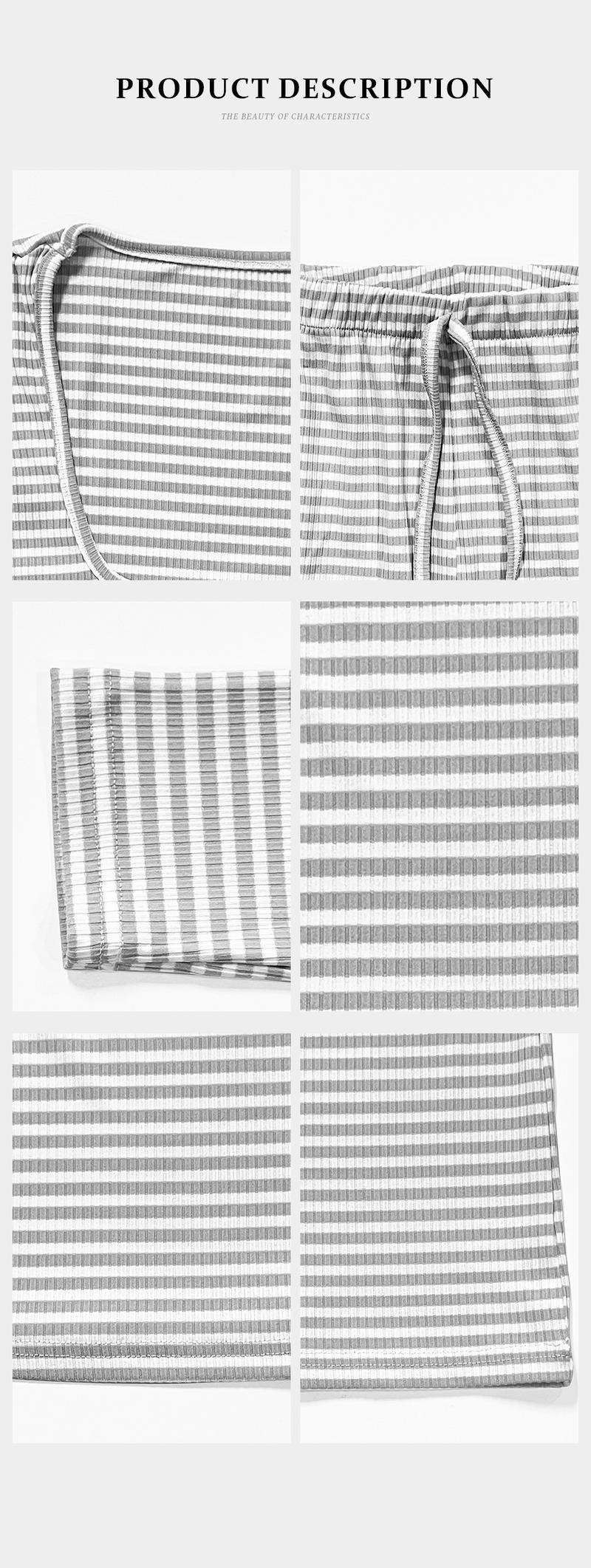 KatchMe Women's Slouchy Square Neck Stripe Long Sleeve Crop Top & Low-Rise Wide Leg Trousers Co-ord, Minimalist Two Piece Outfits, Cozy Womenswear(CN)