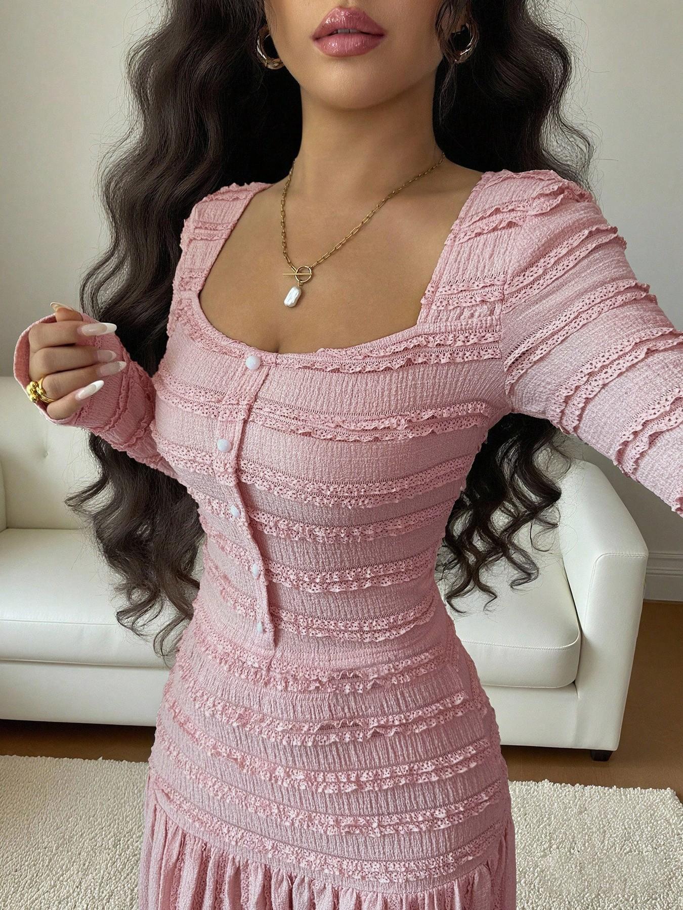Women's Casual Elegant Party Sweet Cute Long Sleeve Square Neck Dress, Womenswear Stylish Ladies' Formal Evening Wear Elegant Gown, Perfect for Special Occasions Valentine's Day, Sweet And Cute Women's Casual Elegant Party Sweet Cute Long Sleeve Square Neck Dress, Womenswear Stylish Ladies' Formal Evening Wear Elegant Gown, Perfect for Special Occasions Valentine's Day, Sweet And Cute