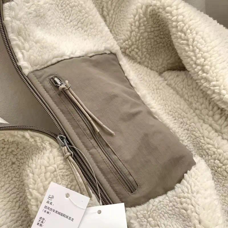Fashion Lamb Plush Jacket Women's Autumn Winter New Pocket Zipper Long Sleeve Loose Stand Collar Comfort Warm Jacket for Women Fashion Lamb Plush Jacket Women's Autumn Winter New Pocket Zipper Long Sleeve Loose Stand Collar Comfort Warm Jacket for Women