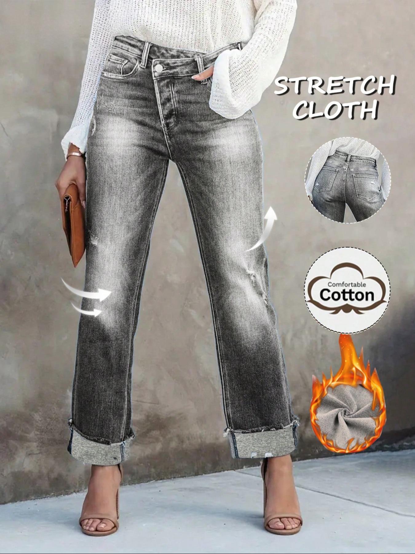 Women's Solid Color Jeans, Casual Comfy Denim Pants for Daily Wear, Ladies Bottoms for All Seasons Women's Solid Color Jeans, Casual Comfy Denim Pants for Daily Wear, Ladies Bottoms for All Seasons