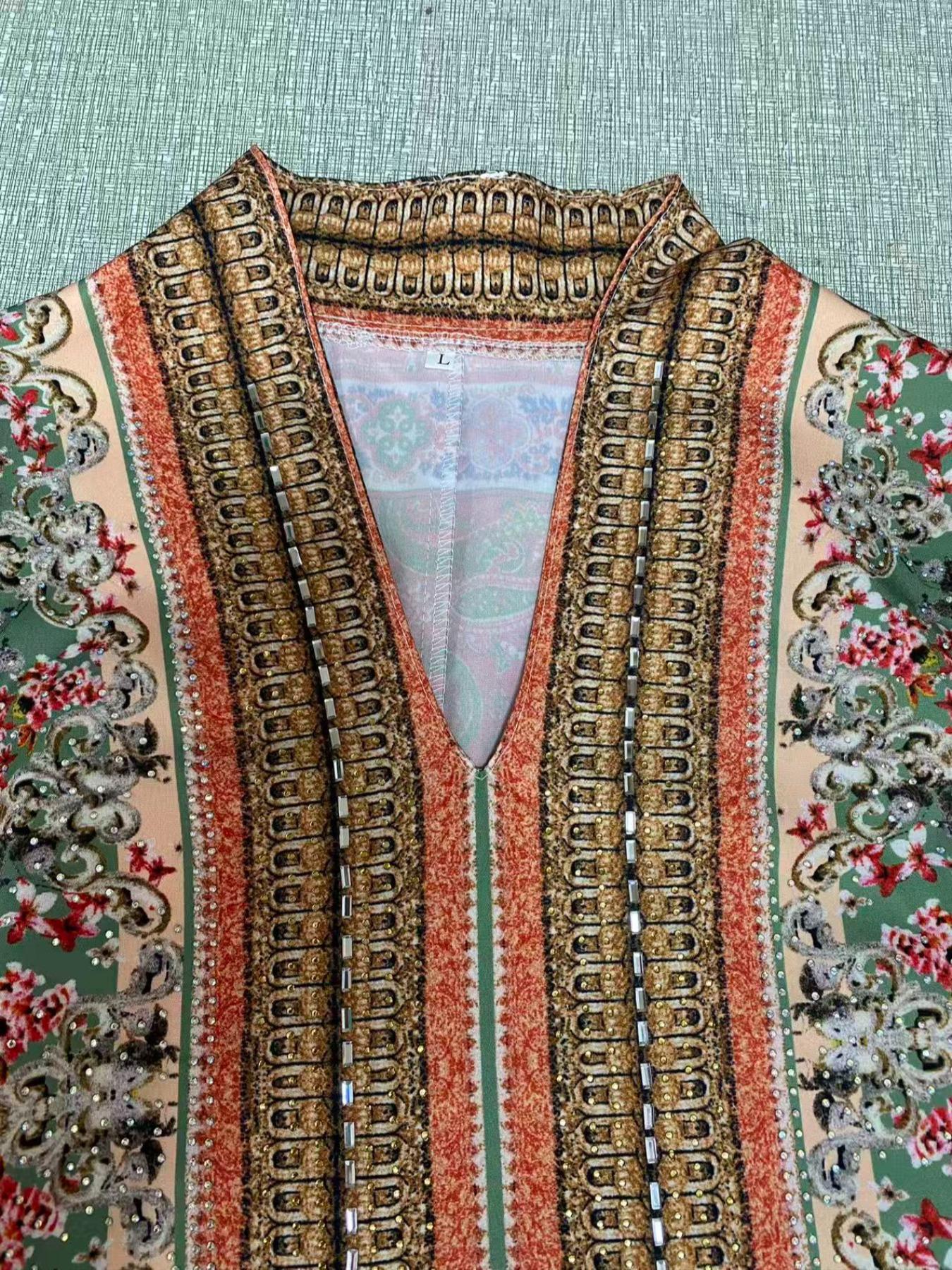 Bohemian Print Beaded Kaftan Dress, Long Evening Abaya Style Jalabiya, New Middle Eastern Women Fashion, Elegant Party Wear, Ethnic Print Kaftan Bohemian Print Beaded Kaftan Dress, Long Evening Abaya Style Jalabiya, New Middle Eastern Women Fashion, Elegant Party Wear, Ethnic Print Kaftan