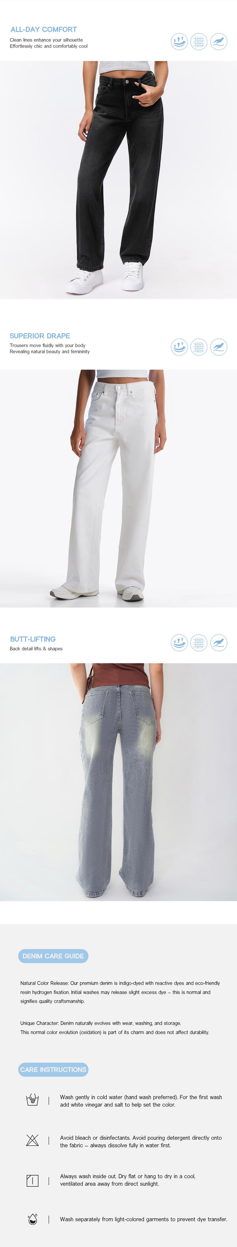 KatchMe Women's Minimalist High Waist Denim Stretch Wide Leg Jeans, Trendy Multi-Pocket Denim Trousers for Women, Classic Women's Pants, Street Womenswear KatchMe Women's Minimalist High Waist Denim Stretch Wide Leg Jeans, Trendy Multi-Pocket Denim Trousers for Women, Classic Women's Pants, Street Womenswear