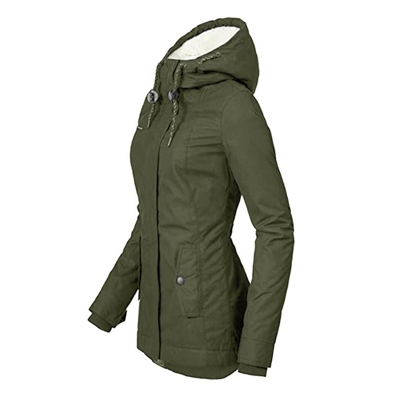 Winter Thickened Cotton Parka with Fleece Lining Hooded Warm Coat Mid-Length Women's Fitted Long Sleeve Outerwear Black Imitation Fur Tops for Casual Basic Minimalist Womenswear Elegance Style - Jackets Winter Thickened Cotton Parka with Fleece Lining Hooded Warm Coat Mid-Length Women's Fitted Long Sleeve Outerwear Black Imitation Fur Tops for Casual Basic Minimalist Womenswear Elegance Style - Jackets