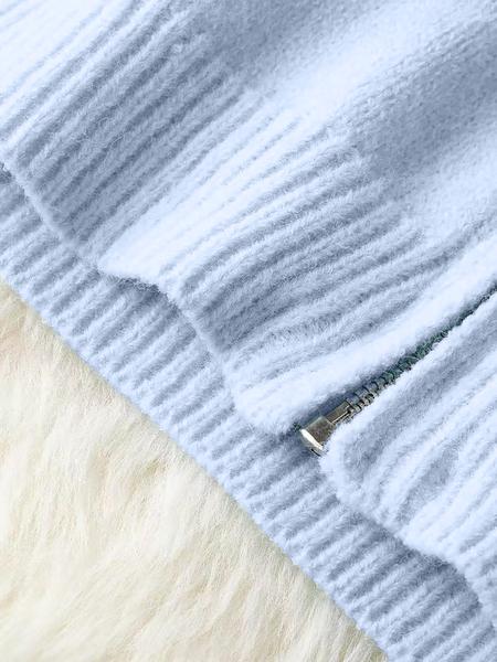 Long Sleeve Loose Knit Hoodie with Zipper Cardigan, Soft Comfortable Unique Design for Autumn & Winter Stylish Tops, Womenswear Long Sleeve Loose Knit Hoodie with Zipper Cardigan, Soft Comfortable Unique Design for Autumn & Winter Stylish Tops, Womenswear