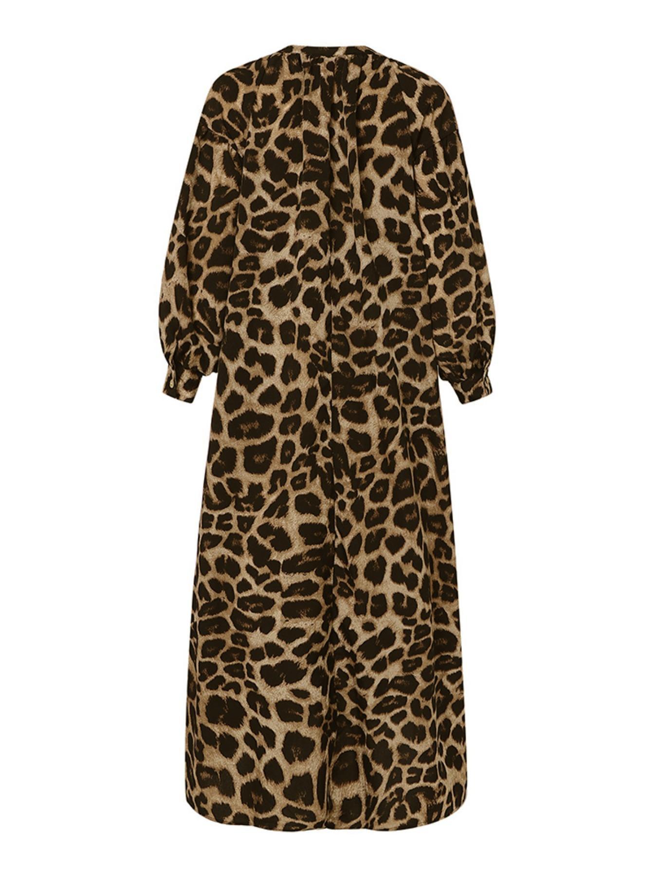 Women's Casual Boho All-Over Leopard Print Dress, Street Long Dress for Vacation Wear, Ladies Clothes for Daily Wear Women's Casual Boho All-Over Leopard Print Dress, Street Long Dress for Vacation Wear, Ladies Clothes for Daily Wear