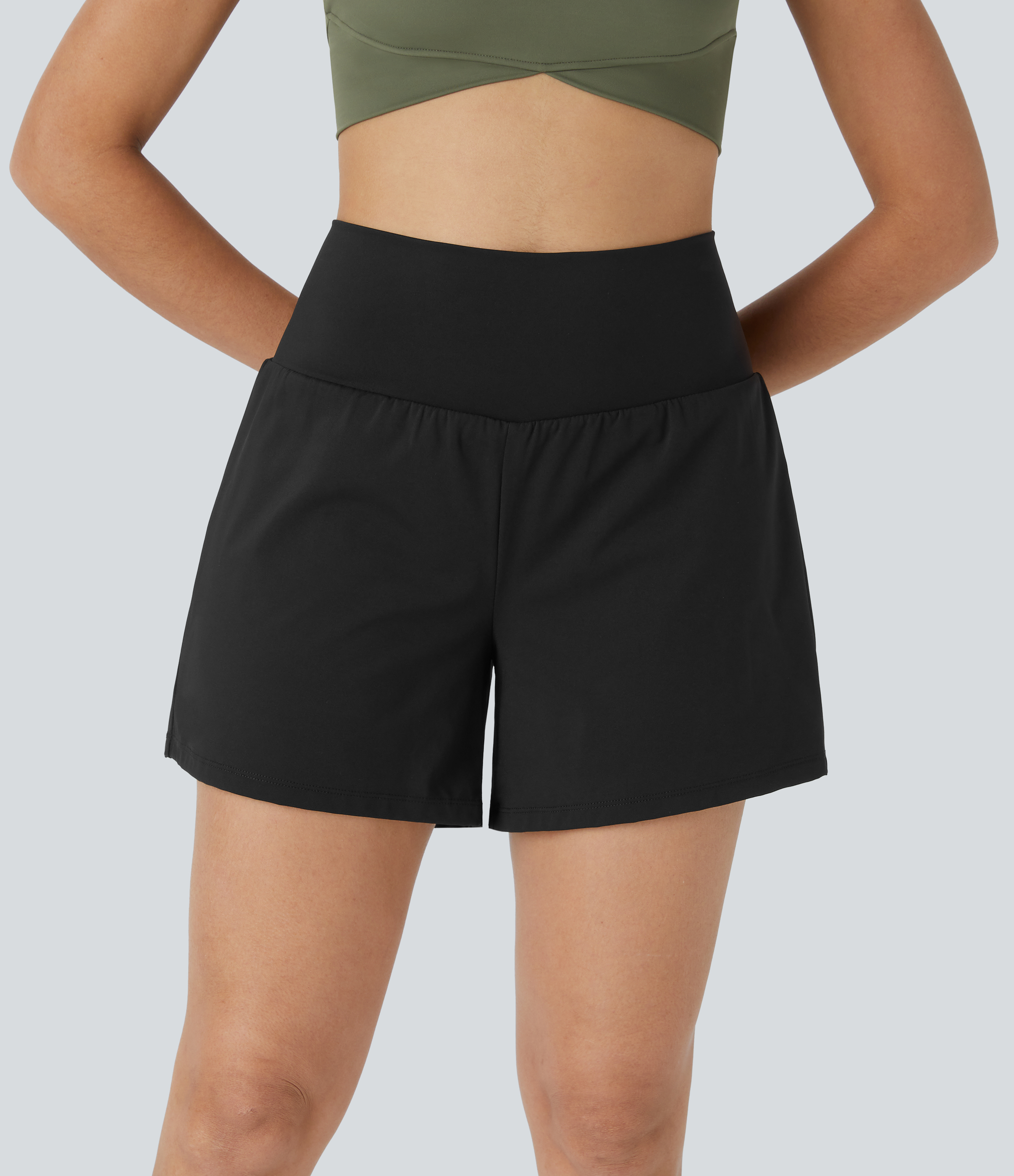 2026🔥Halara UK Super High Waisted Back Pocket & Side Hidden Pocket 2-in-1 Yoga Shorts