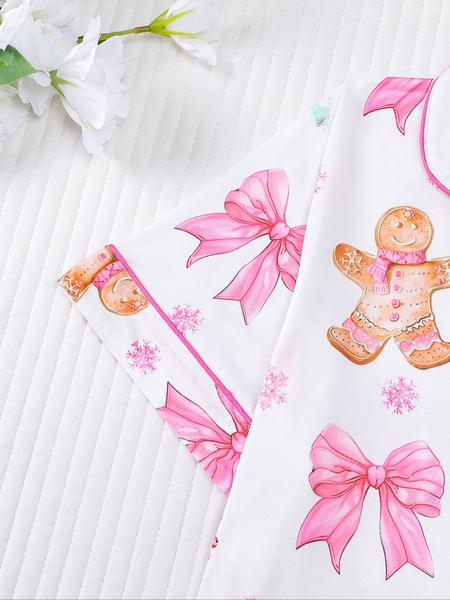 【christmas】Women's Christmas Pajama Set, Santa Cookie Print, Short Sleeve Button-up Top & Elastic Shorts, Casual All-season Sleepwear, Christmas Pyjamas, Loungewear 【christmas】Women's Christmas Pajama Set, Santa Cookie Print, Short Sleeve Button-up Top & Elastic Shorts, Casual All-season Sleepwear, Christmas Pyjamas, Loungewear