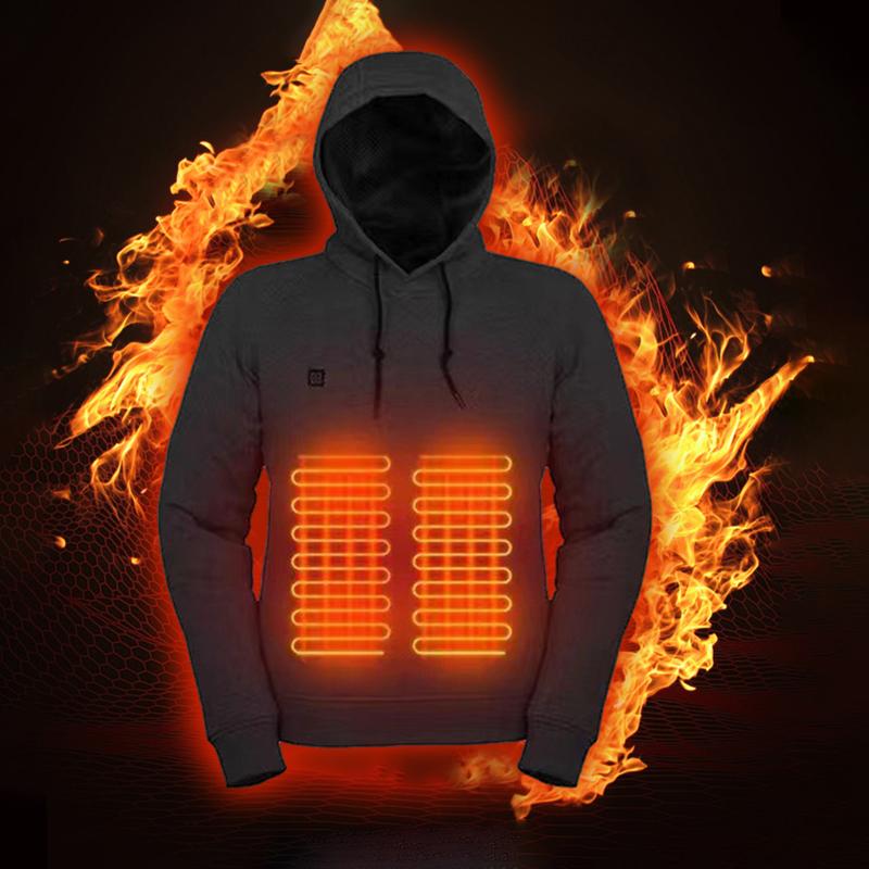 Men Women USB Rechargeable 3 Heat Levels 5 Heated Zone Heating Hoodies (Black M) Men Women USB Rechargeable 3 Heat Levels 5 Heated Zone Heating Hoodies (Black M)