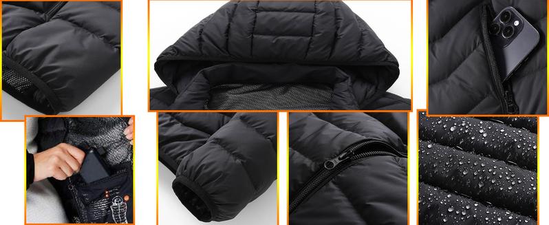 Norwell Heated Hoodie Jacket with 7.4V/3A 5000mAh Battery Pack, Dual Control 5Heat Zones LED Waterproof Comfort Basic Winter Clothes Men, Plus Size Women's Clothing - Black Norwell Heated Hoodie Jacket with 7.4V/3A 5000mAh Battery Pack, Dual Control 5Heat Zones LED Waterproof Comfort Basic Winter Clothes Men, Plus Size Women's Clothing - Black