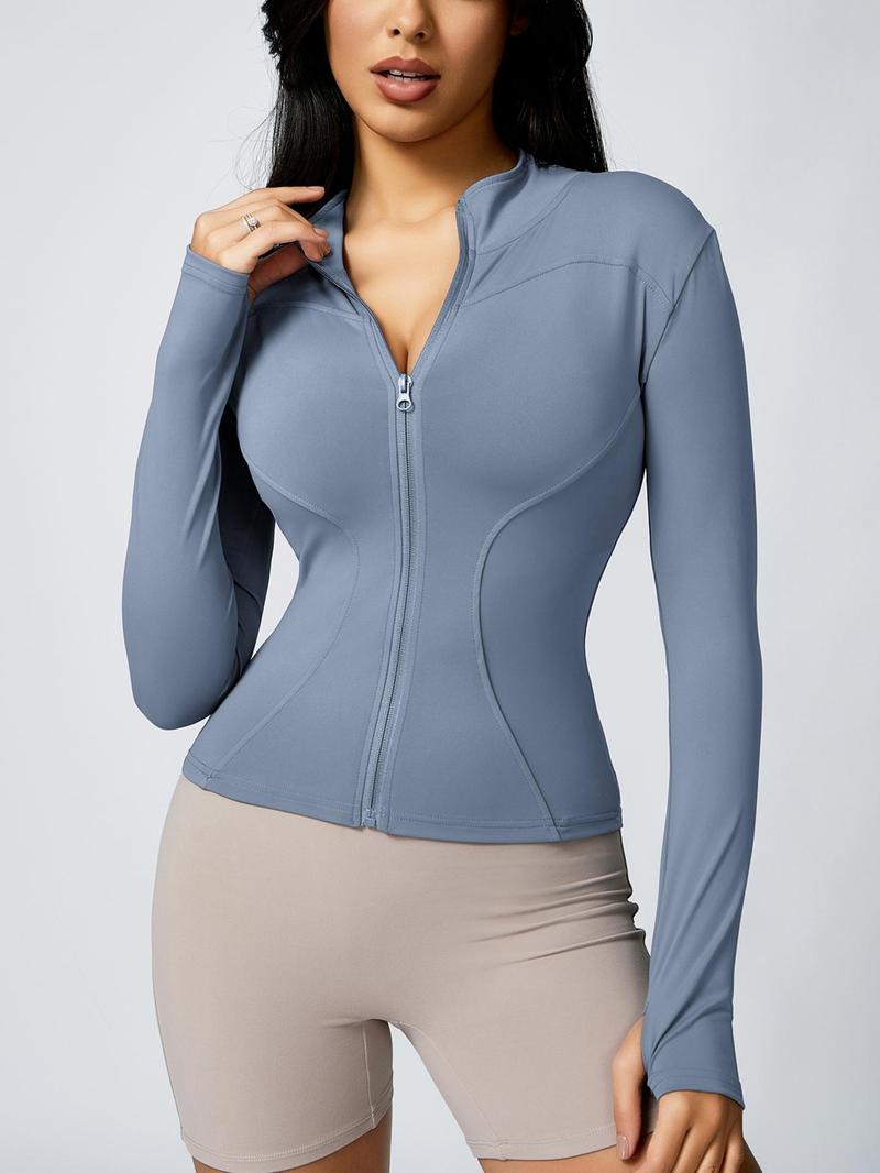Women's Zip Up Sports Jacket, Tight Long Sleeve Sports Top, Ladies Sportswear Clothing for Spring Indoor Wear Women's Zip Up Sports Jacket, Tight Long Sleeve Sports Top, Ladies Sportswear Clothing for Spring Indoor Wear