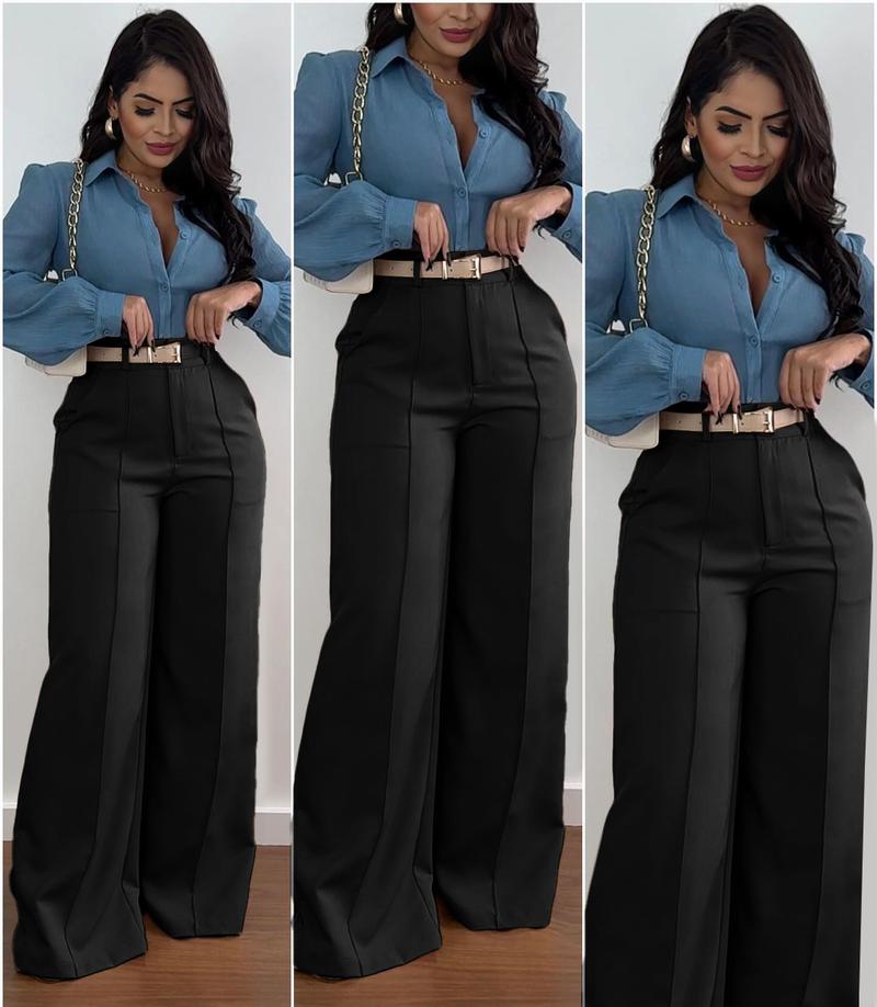 Women's Autumn New Commuter Casual Versatile Khaki Solid Color Draped Suit Pants Loose Straight Long Pants