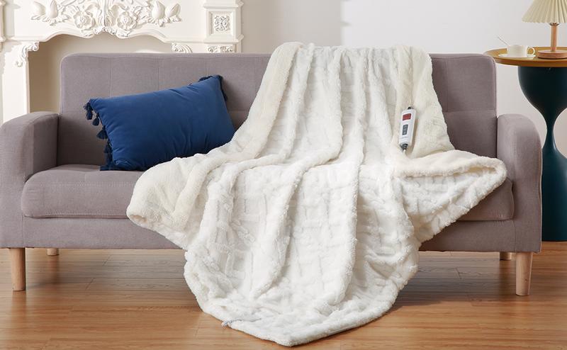 GARVEE Heated Throw Blanket - Thick Tufted Sherpa Electric Blanket Throw with 10 Heating Levels and 10 Time Settings, ETL Certified Machine Washable Fast Heating Blanket Throw 50"×60", Off White GARVEE Heated Throw Blanket - Thick Tufted Sherpa Electric Blanket Throw with 10 Heating Levels and 10 Time Settings, ETL Certified Machine Washable Fast Heating Blanket Throw 50"×60", Off White