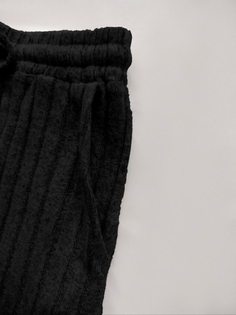 Women's Slim-Fit Solid Color Ribbed Fleece Jumpsuit Set, Wide Leg Pants, Fashionable Comfortable Fabric for Daily Wear Women's Slim-Fit Solid Color Ribbed Fleece Jumpsuit Set, Wide Leg Pants, Fashionable Comfortable Fabric for Daily Wear