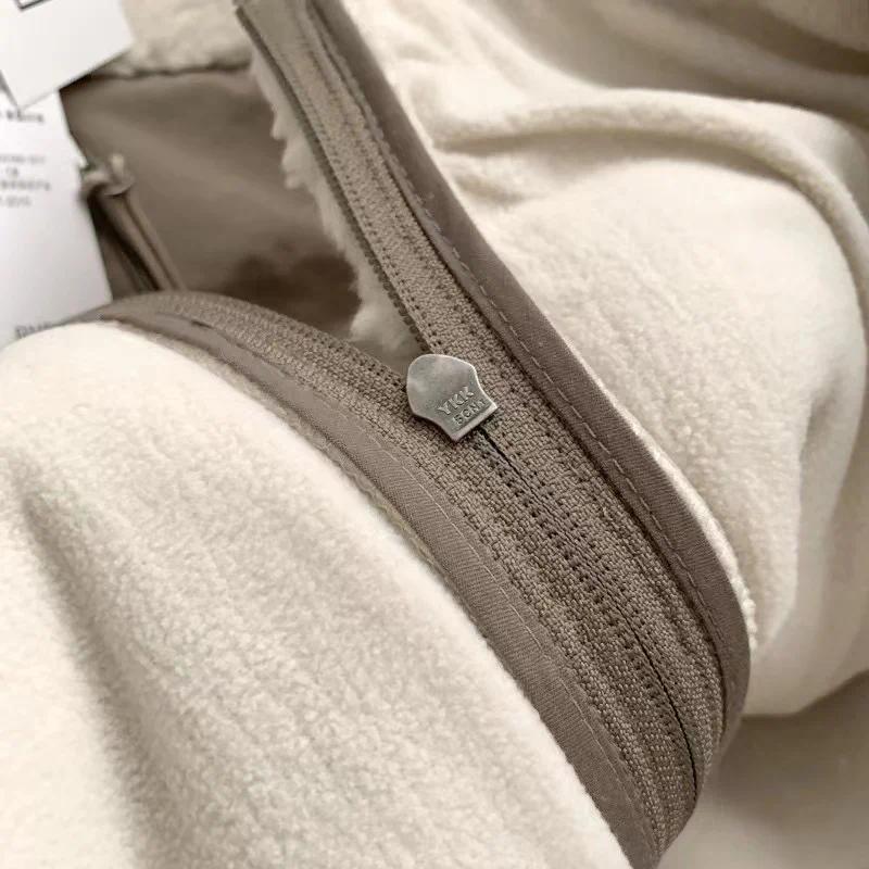 Fashion Lamb Plush Jacket Women's Autumn Winter New Pocket Zipper Long Sleeve Loose Stand Collar Comfort Warm Jacket for Women Fashion Lamb Plush Jacket Women's Autumn Winter New Pocket Zipper Long Sleeve Loose Stand Collar Comfort Warm Jacket for Women