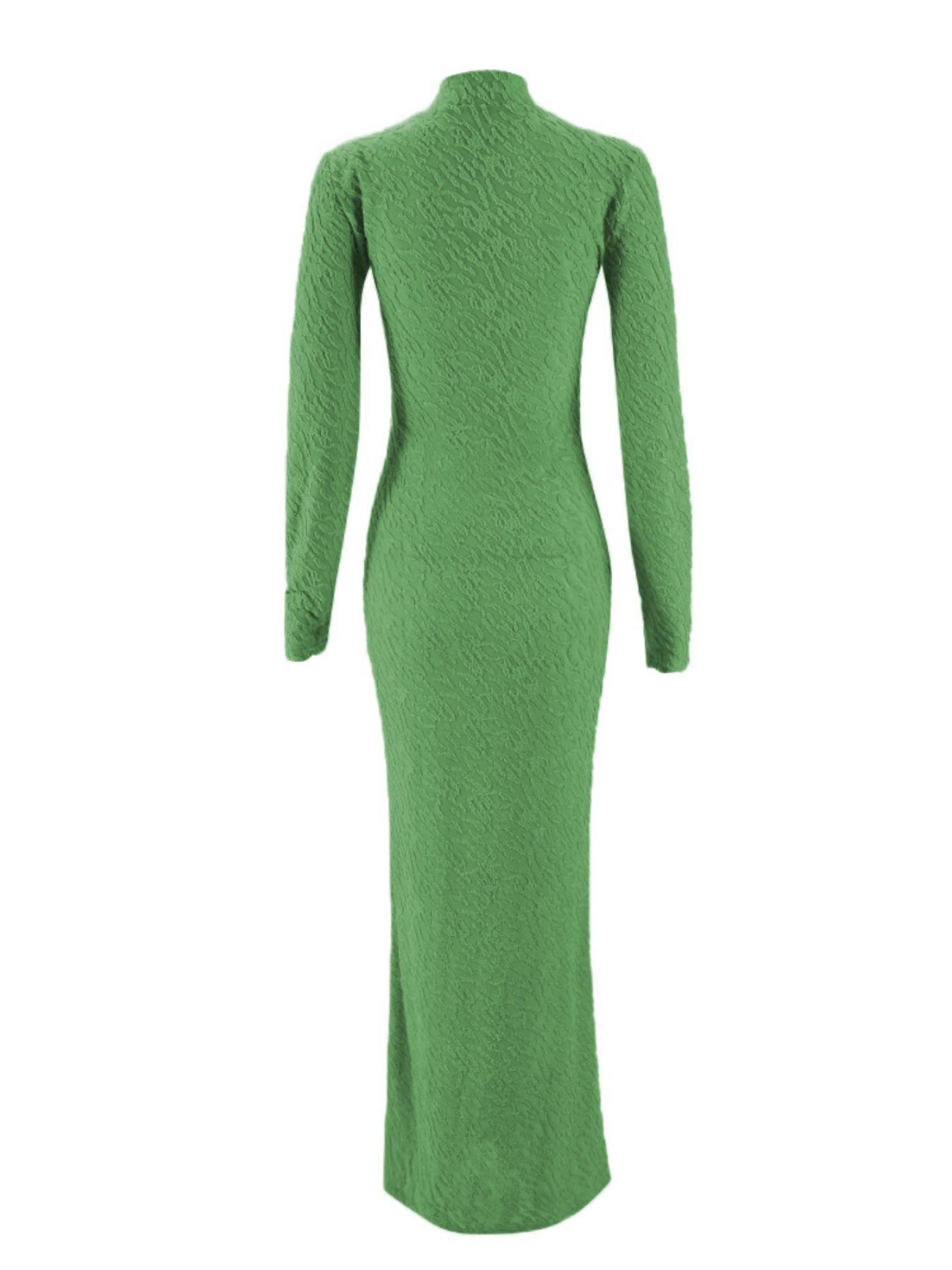 Women's Plain Solid Long Sleeve Bodycon Dress, Casual Fashion Mock Neck Maxi Dress for Daily Wear, Ladies Clothes for Spring Women's Plain Solid Long Sleeve Bodycon Dress, Casual Fashion Mock Neck Maxi Dress for Daily Wear, Ladies Clothes for Spring
